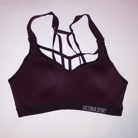 Victoria Secret Sports Bra 32B Incredible Lightweight Burgundy Solid Racerback - Picture 1 of 6